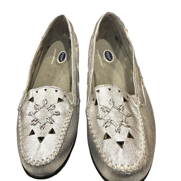 DR Scholls double air cushion insole silver metallic leather uppers size 9 - Picture 2 of 9